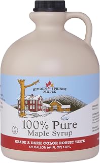 Hidden Springs Maple Dark Half Gallon 100% Pure Maple Syrup USA/CAN, BPA-free Jug