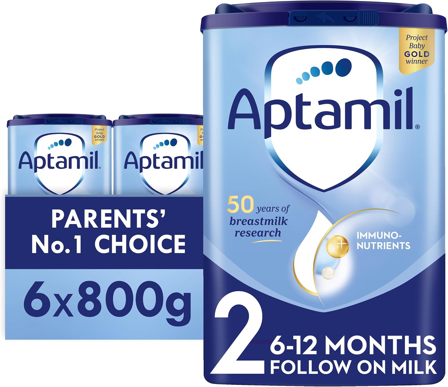 Aptamil 2 Follow On Baby Milk Powder, From Birth, 800g - Packaging May Var