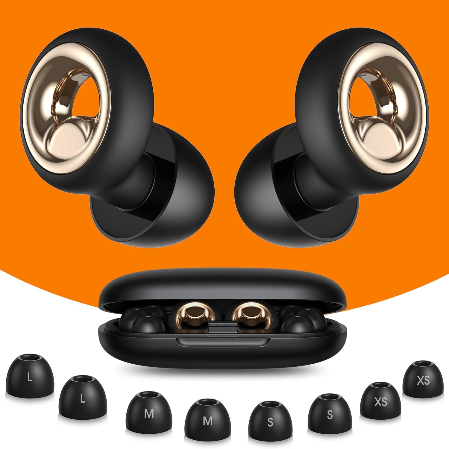 Ear Plugs for Sleeping Noise Cancelling, Soft Ear Plugs for Concert, Reusable Earplugs with 8 Ear Tips for Sleeping, Snoring, Concerts, Travel, Work, Study & Shooting(Obsidian)