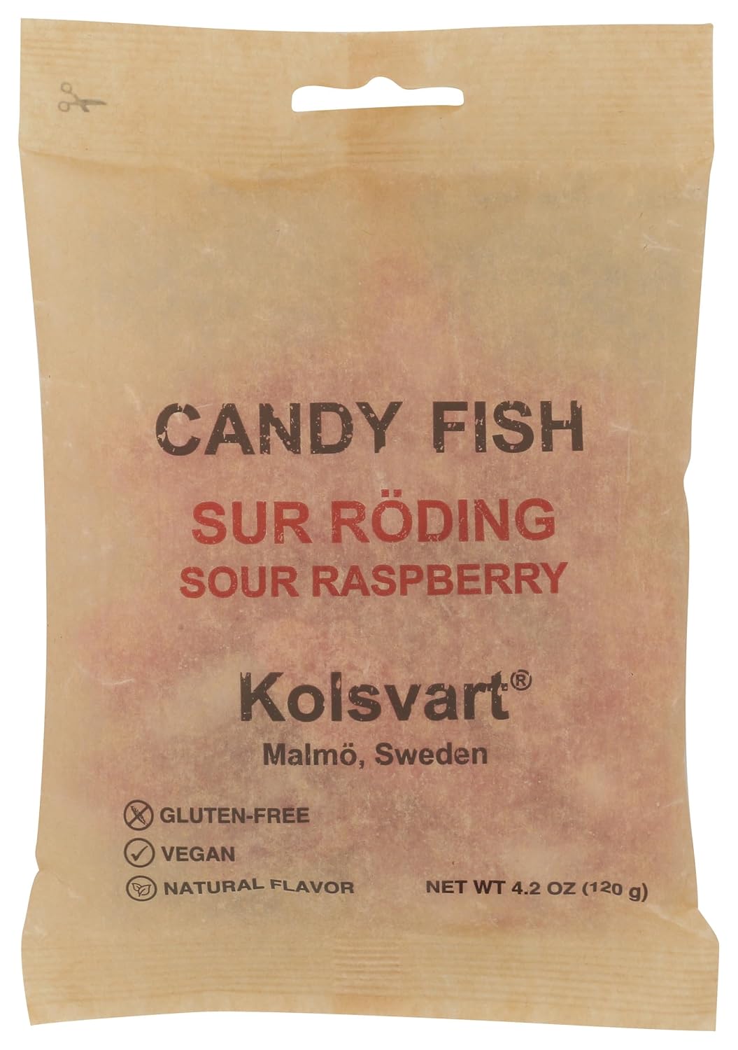 KOLSVART Swedish Candy, Roding, Sour Raspberry 4.2 oz