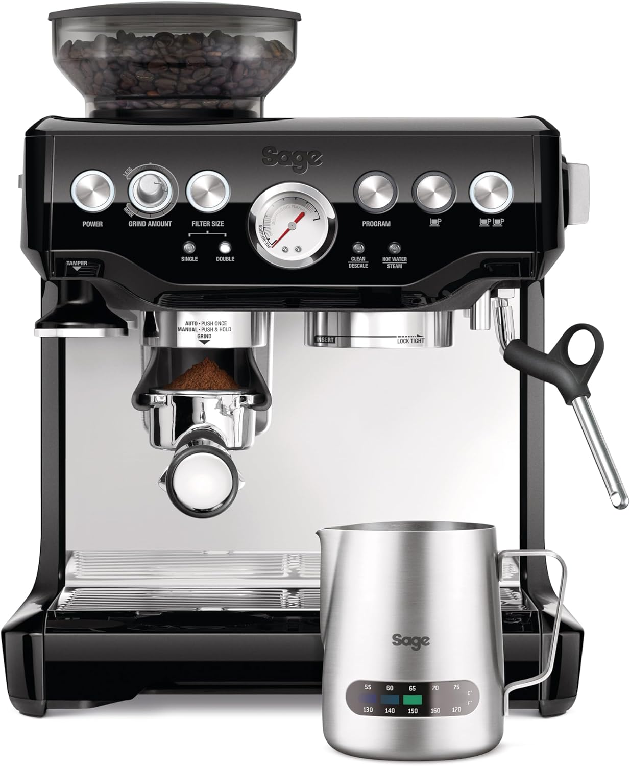 Sage the Barista Express Espresso Machine, Bean to Cup Coffee Machine with Milk Frother, BES875BKS - Black Sesame