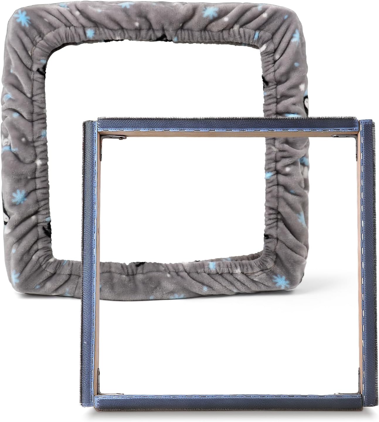 ICZW Gripper Strip Frame Punch Needle Frame Rug Hooking with Frame Cover 15.7" x 15.7" (Gray)
