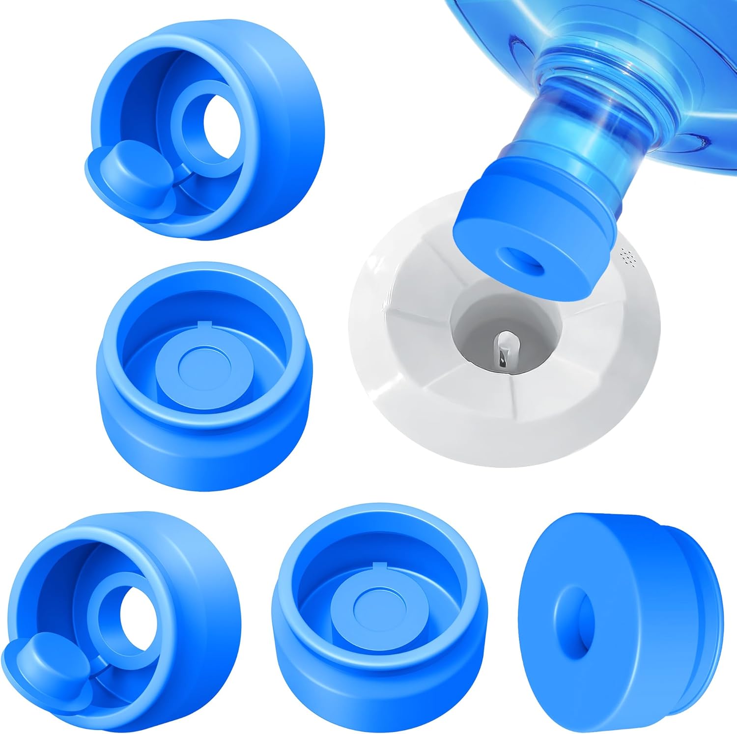 3 and 5 Gallon Water Jug Cap, Silicone Reusable Replacement Cap, Non Spill Bottle Caps for 55mm Bottle Water Dispenser Caps - Pack of 3
