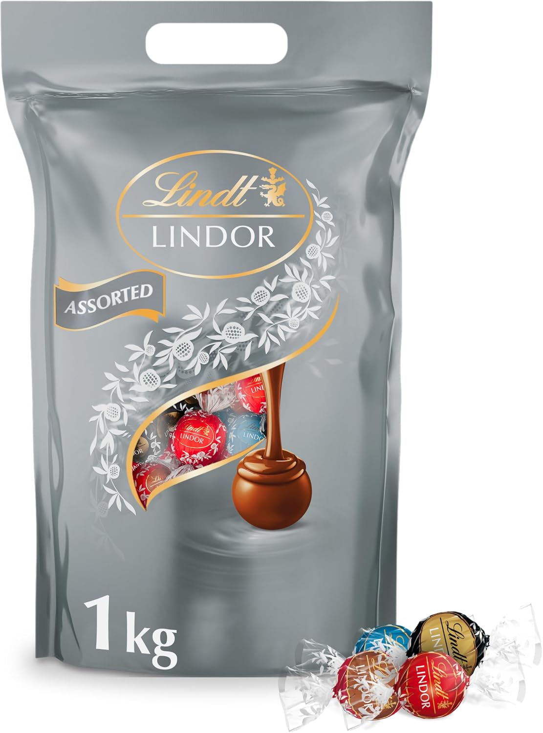 Lindt Lindor Silver Assorted Truffles Bag 1kg