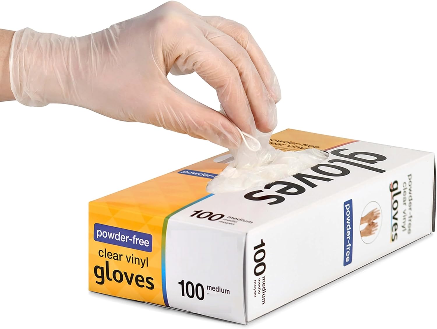 K-MART Vinyl Multi-Purpose Gloves, Powder Free, Disposable, Extra Strong - Box of 100 - Clear, Packaging May Vary