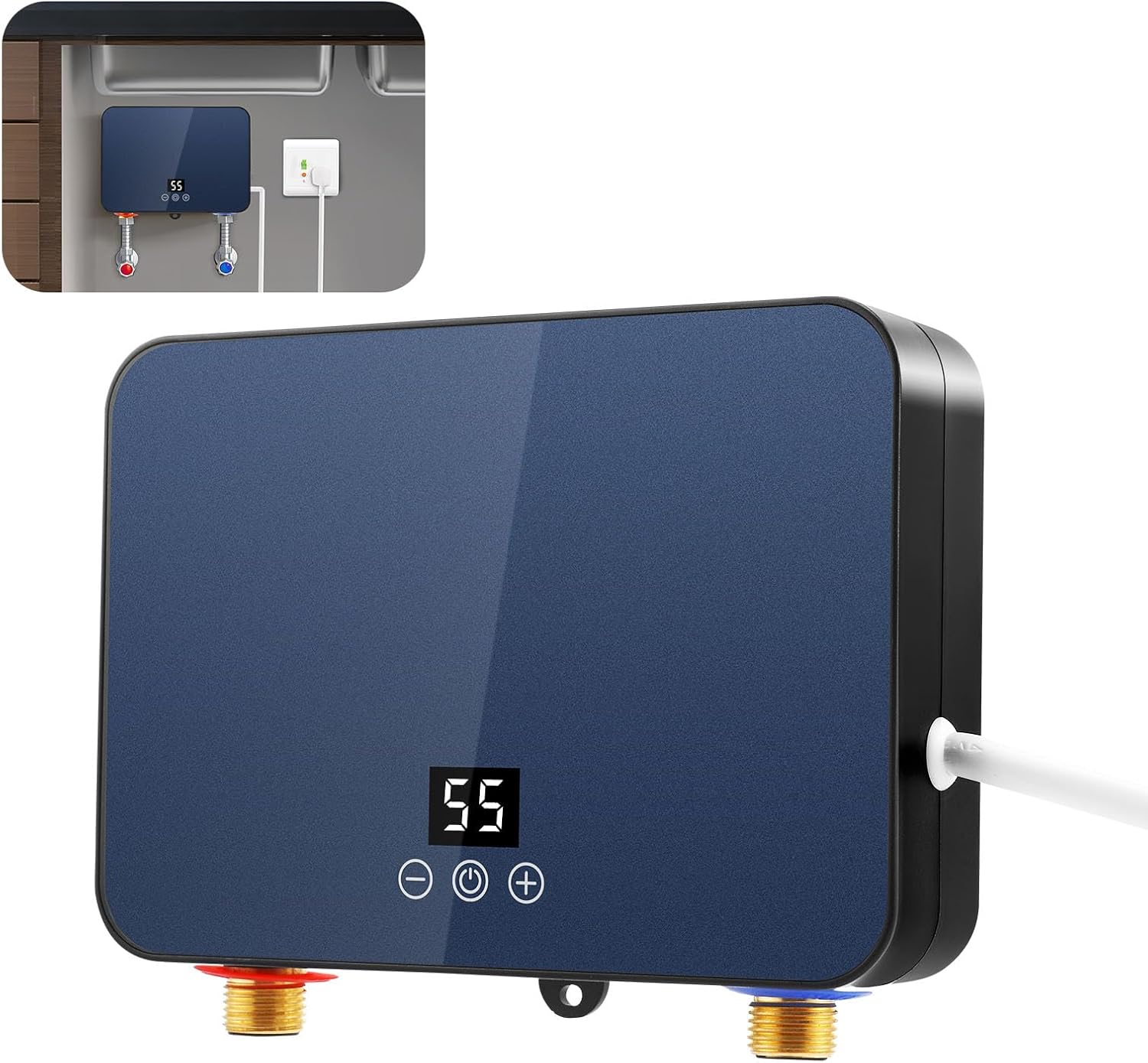 Instant Water Heater, 6000W 220V Electric Tankless Water Heater, Constant Temperature LED Digital Display, Electric Shower for Bathroom, Kitchen, Over/Under Sink Tank, Household Indoor Use