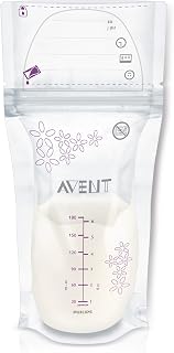 Philips AVENT Breast Milk Storage Bags, Clear, 6 Ounce, 50 Pack, SCF603/50