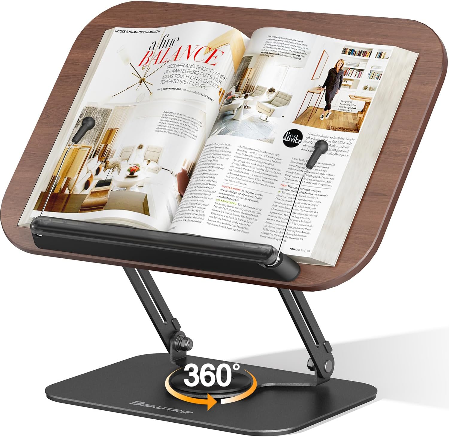 BEAUTRIP Book Stand for Reading, Foldable Book Holder for Desk Hands Free, Display Stand for Office, Kitchen, Cookbooks, Textbooks, Recipes, Tablets and Laptops