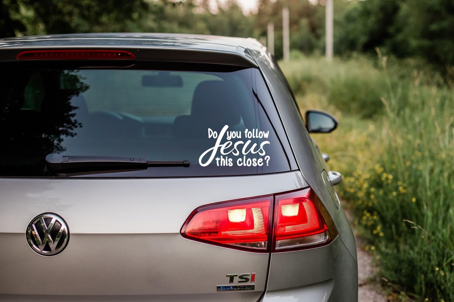 Do You Follow Jesus This Close Funny Waterproof Car Stickers - UV Resistant - Long-Lasting - Caravan, Motorhome, Bumper, Van Decals (White)