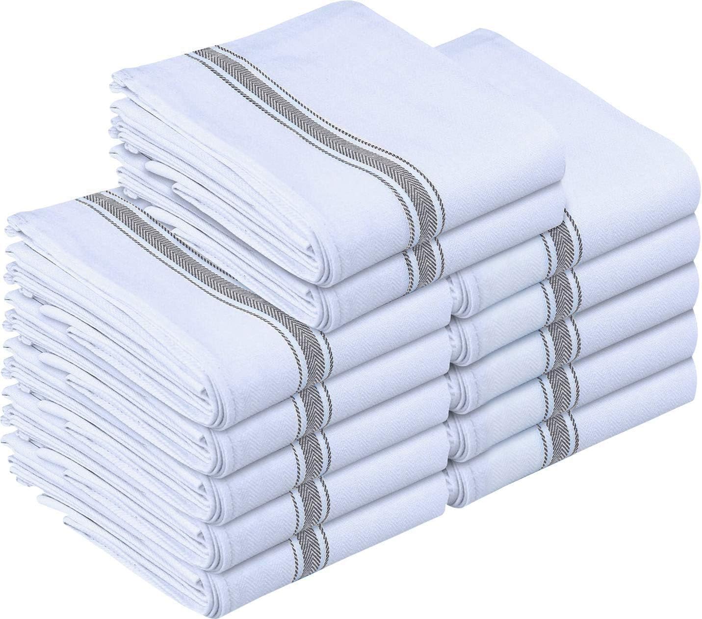 Utopia Towels - 200 GSM Grey Dish Towels(12 Pack - 38 x 64 cm) 100% Cotton Dish Cloths Absorbent Bar Cloth, Kitchen Tea Towel for Catering, Drying and Washing