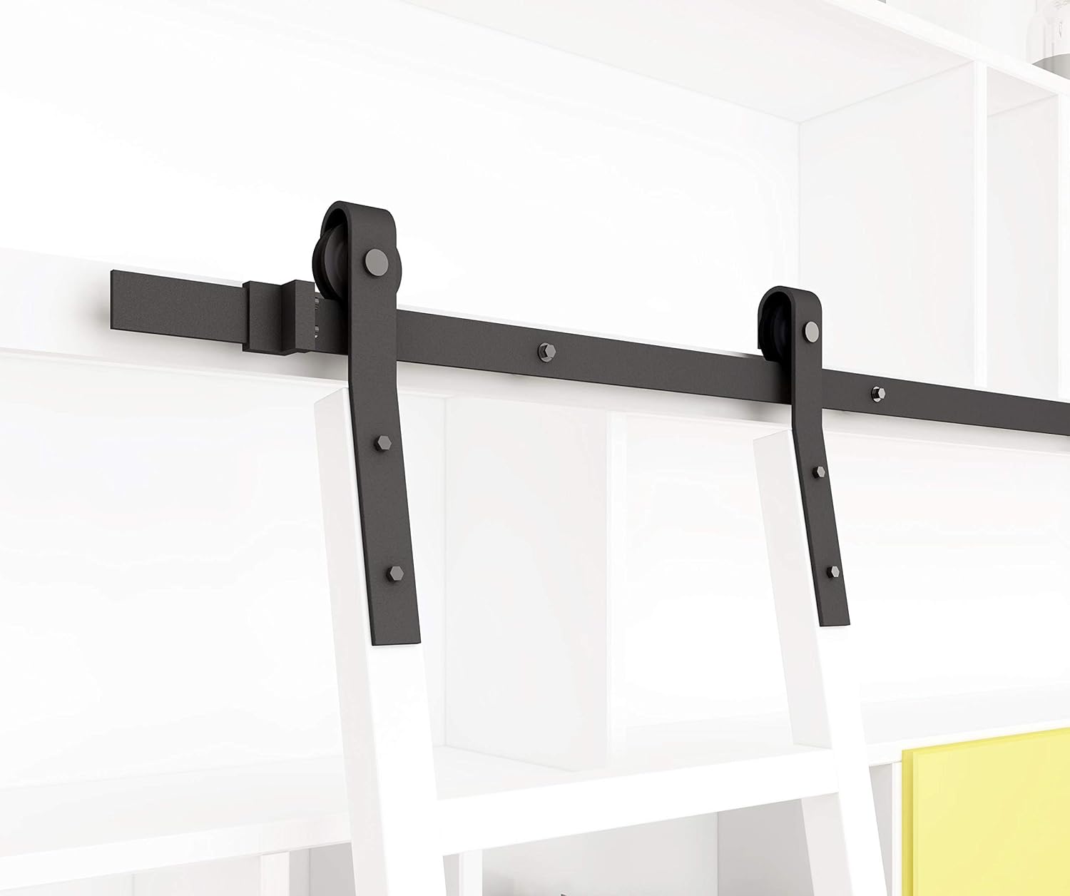DIYHD Black 13FT Rustic Sliding Library Hardware(No Ladder), kit