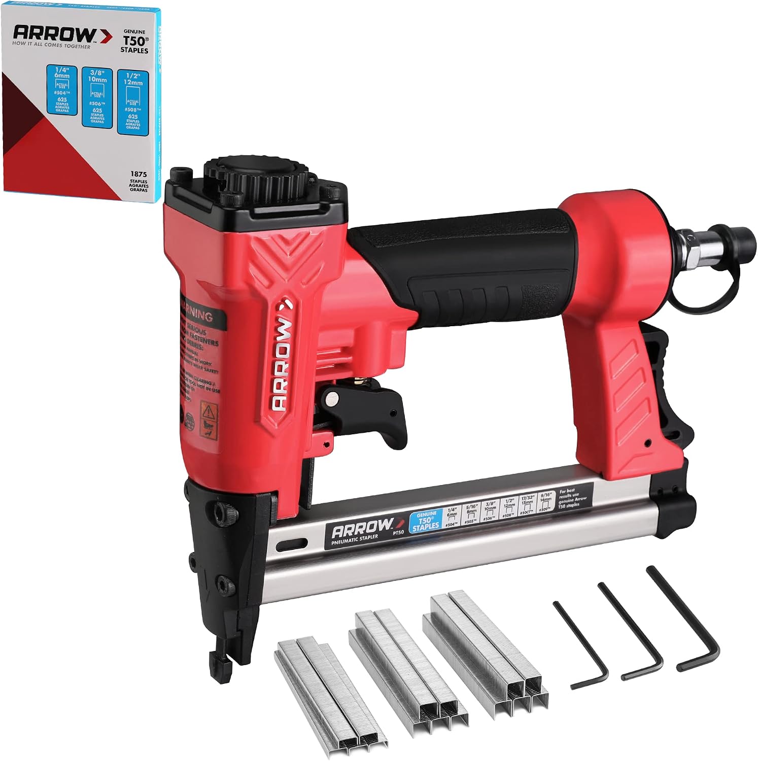 Arrow Pneumatic Staple Gun, Air Stapler with 3750 Pieces T50 Staples