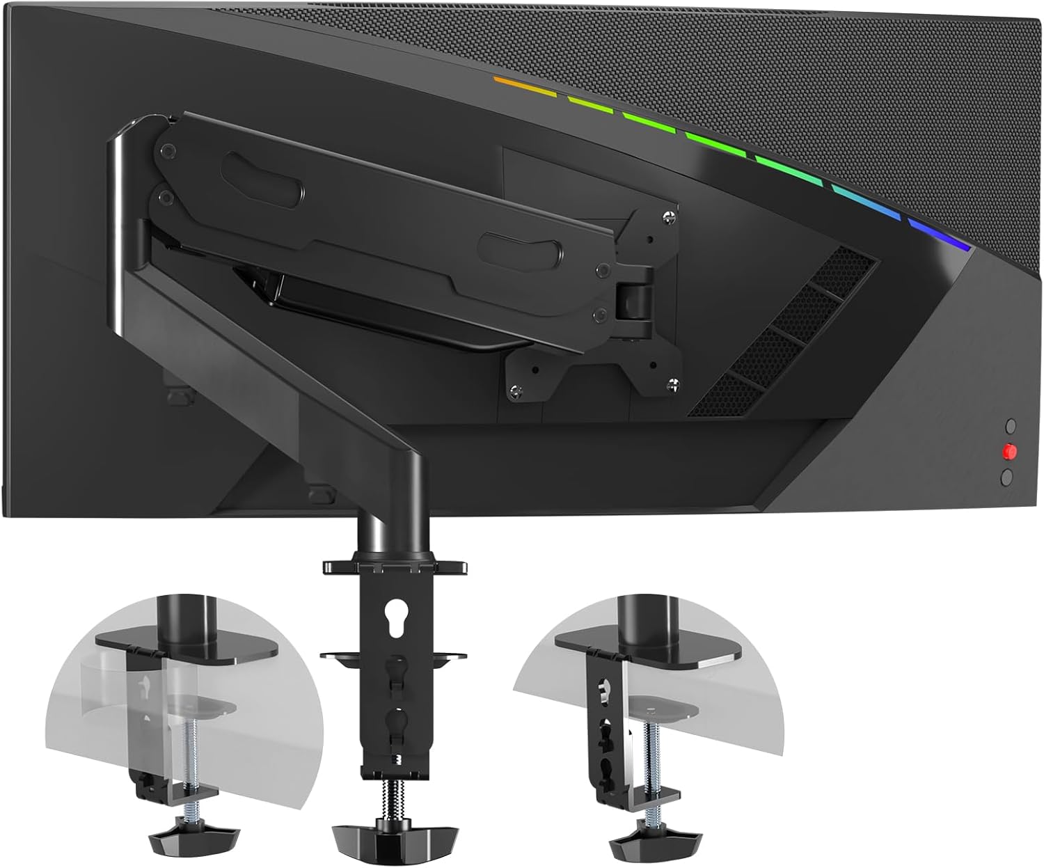 Gas Spring Monitor Arm 32 Inch, Single Monitor Mount, Single Monitor Arm, Single Monitor Desk Mount, VESA Mount, Computer Monitor Stand, Monitor Arm Desk Mount Support 13-32inch and 22lbs Screen