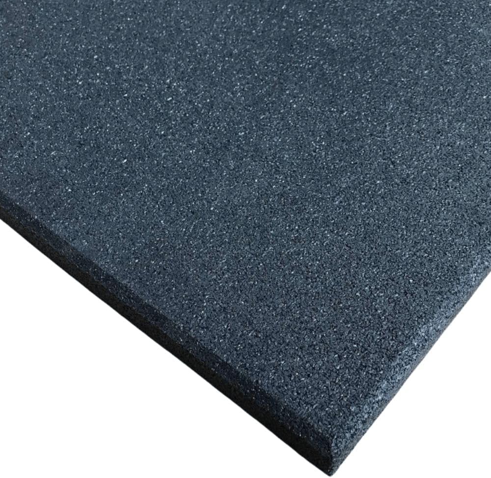 Rubber Crumb Gym Floor Tiles - Heavy Duty Non-Slip Commercial Grade Gym Mats - 1m x 1m (Black, 10mm Thick)