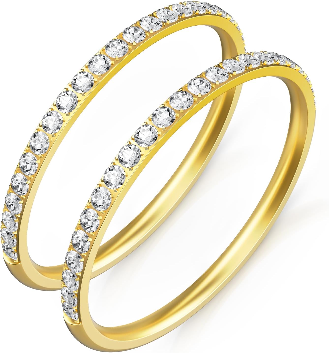ZOOROO 2-Pack 14K Gold Plated Stacking Rings for Oura Ring 5/Gen 4/4 Ceramic/Gen 3, RingConn Gen 3/Gen 2 Air/Samsung Galaxy Ring/Ultrahuman, Cubic Zirconia Simulated Diamond Stack Rings for Women