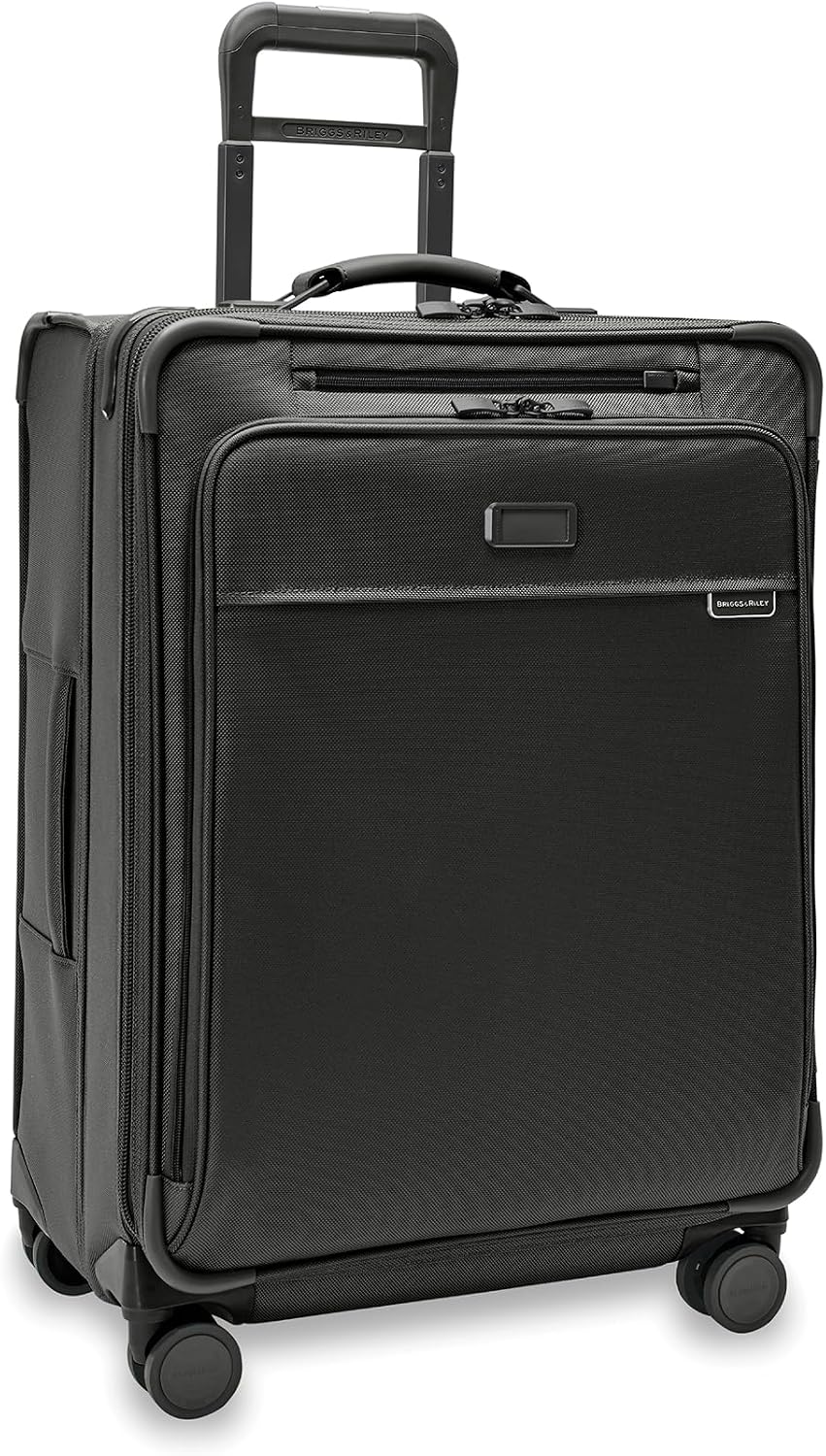 Briggs & Riley 26" Medium Expandable Spinner - Checked Luggage for Travel, Suitcases with Wheels, Softside Rolling Bag for Men & Women, Self-Repairing Zipper - Baseline Collection, Black
