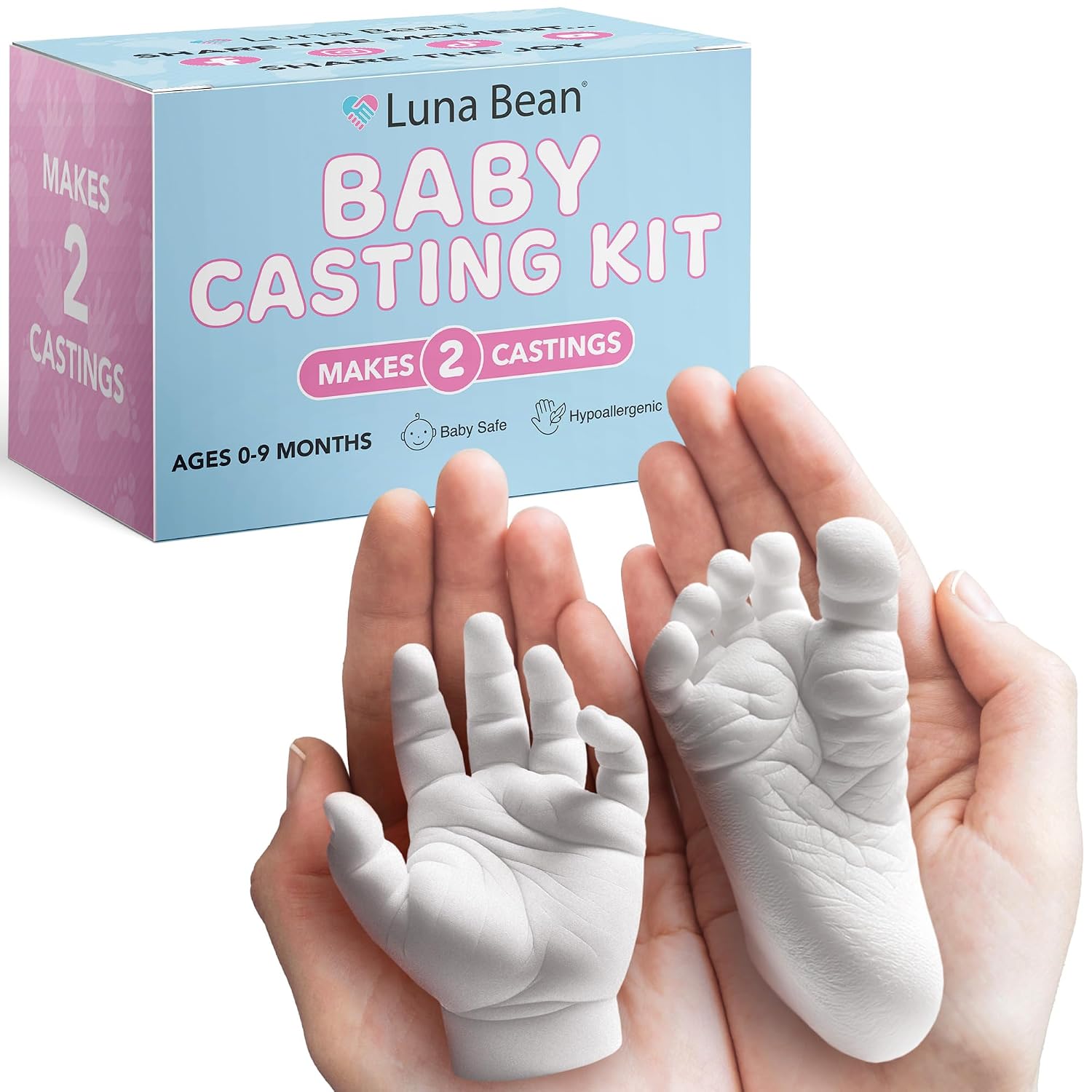 Luna Bean Baby Casting Kit - Hand & Foot Keepsake Mold, 2pc, New Mom Gift