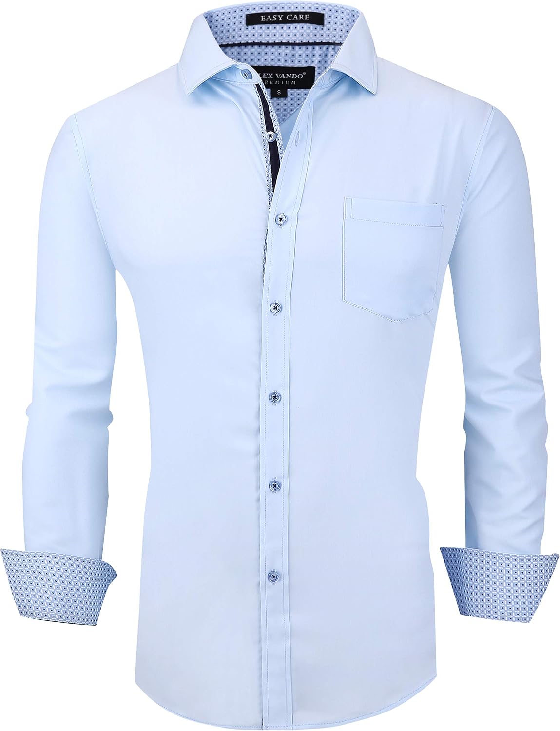 Alex Vando Mens Dress Shirts Wrinkle Free Regular Fit Stretch Rayon Bamboo Button Down Shirt