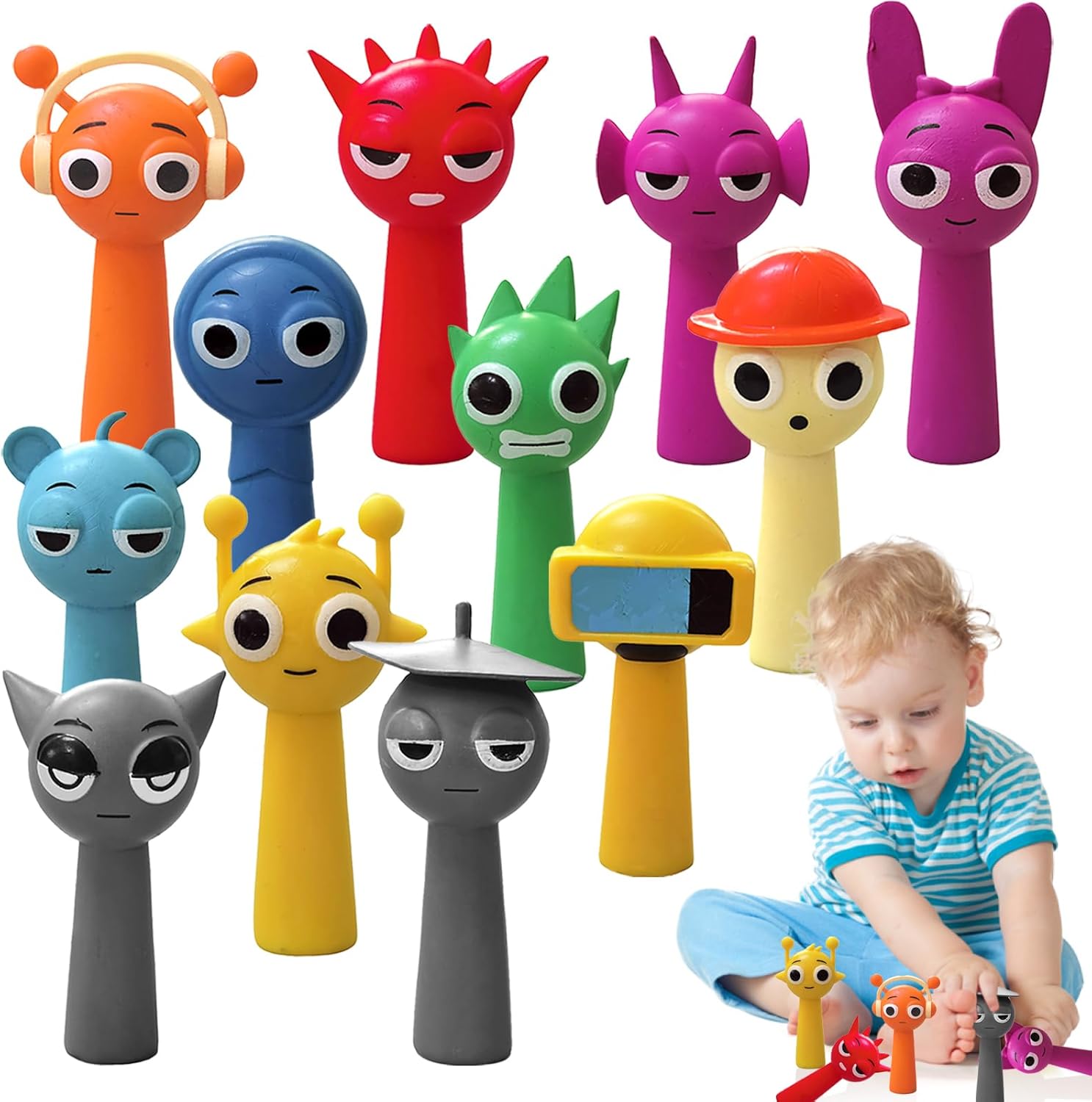 71Nmly 12pcs Sprunki Cartoon Figures,Sprunki Action Figures,Spunki Cartoon Characters,Sprunky Wenda Statue,Colorful Toy Figures for Kids for any Sprunky Games fan Girls and Boys Collectible Toy