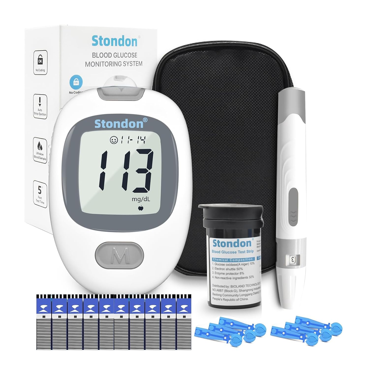 G-430 Blood Glucose Monitor Kit with 50 Test Strips,Blood Sugar Testing kit,Diabetes Testing Kit, Blood Glucose Meter, 50 Glucometer Strips, 50 Lancets, Blood Sugar Meter Glucometer for Home Use (50)