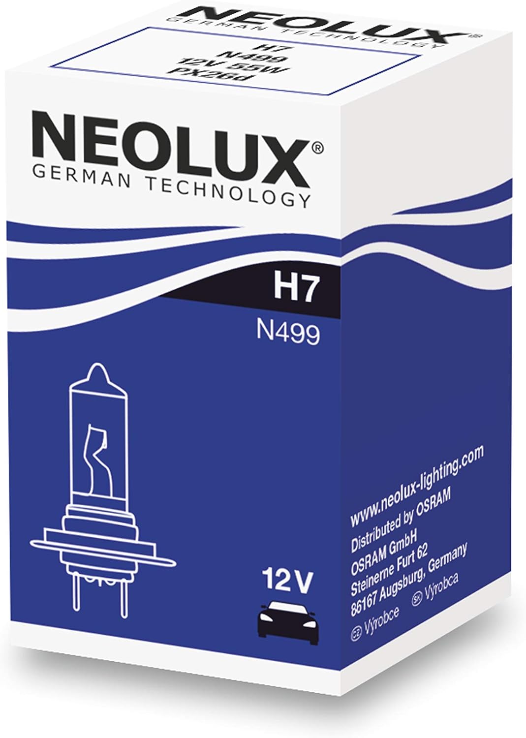NEOLUX Standard H7, Halogen Headlight Cars and Motorcycles, N499, 12V, 55W, Folding Box (1 Bulb), Yellow
