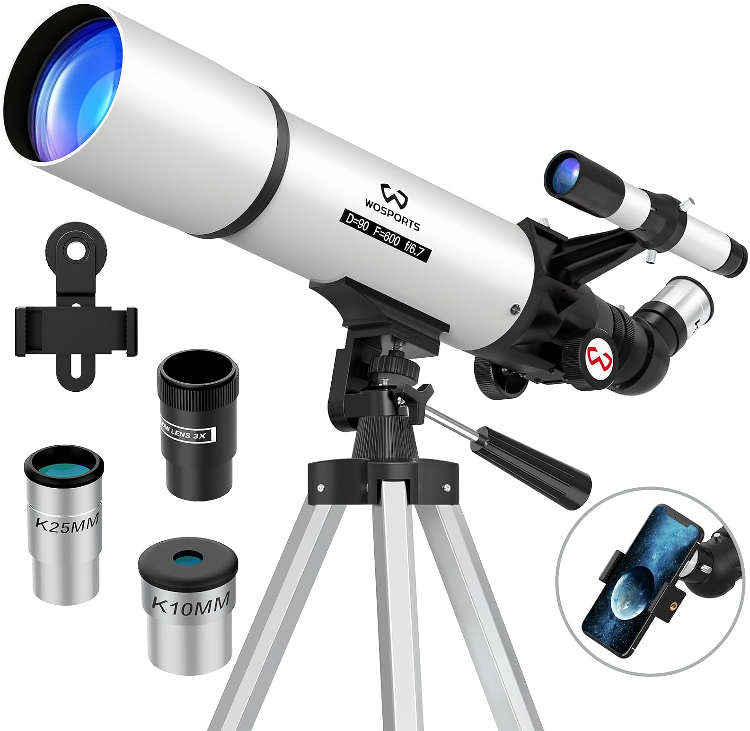 90mm Telescope for Adults High Powered, Magnification 180X