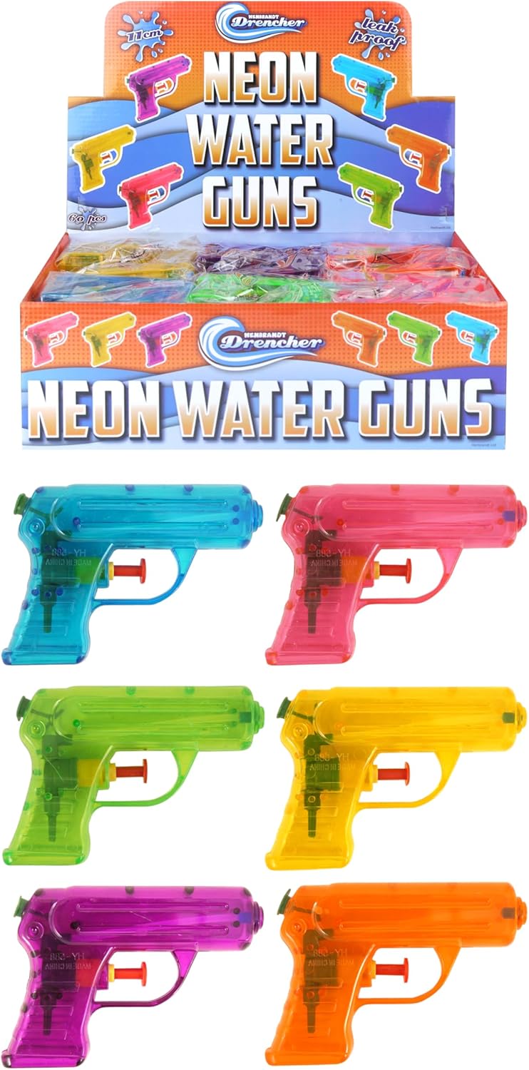 Henbrandt 6 x Mini Water Pistols 11cm Kids Toys Summer Fun Paddling Pool Garden Party Water Gun Pocket Money Toy Outdoor Game Party Favour Loot Bag Fillers for Boys and Girls