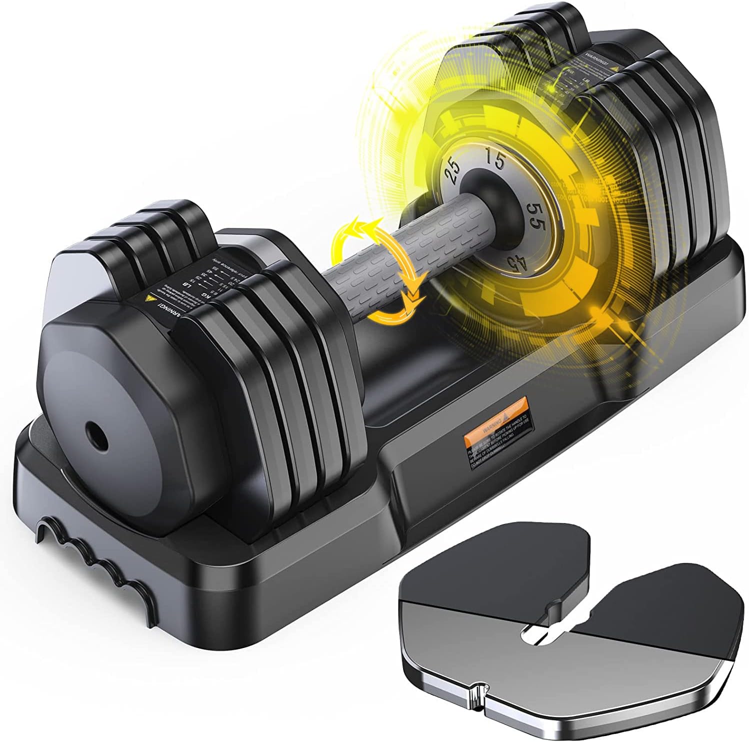 THERUN Adjustable Dumbbell, 24.5KG 5-in-1 Dumbbell Set for Men and Women with Anti-Slip Fast Adjust Turning Handle for Full Body Workout Fitness, BLACK