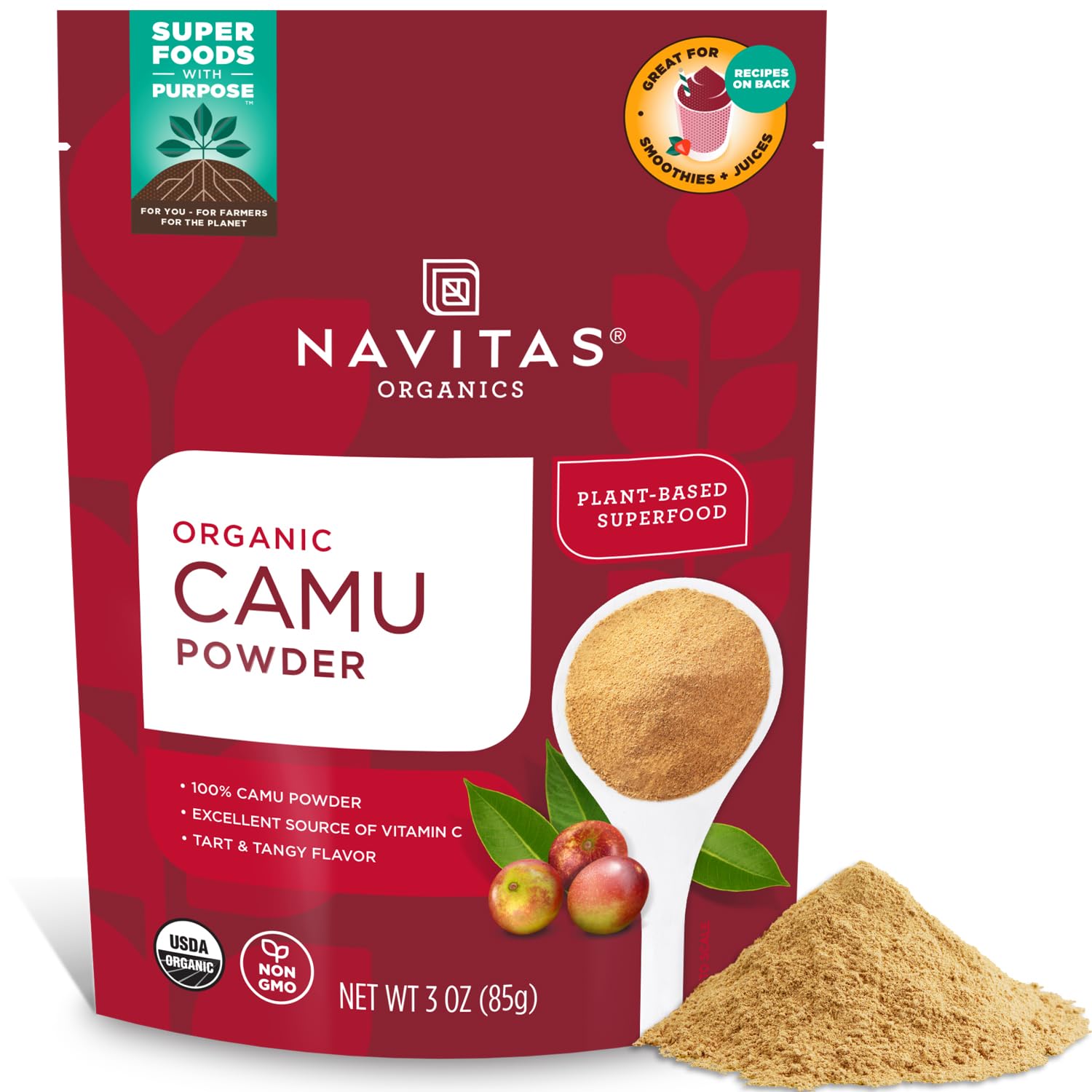 Navitas Organics Camu Camu Powder, 3 oz. Bag - Organic, Non-GMO, Gluten-Free