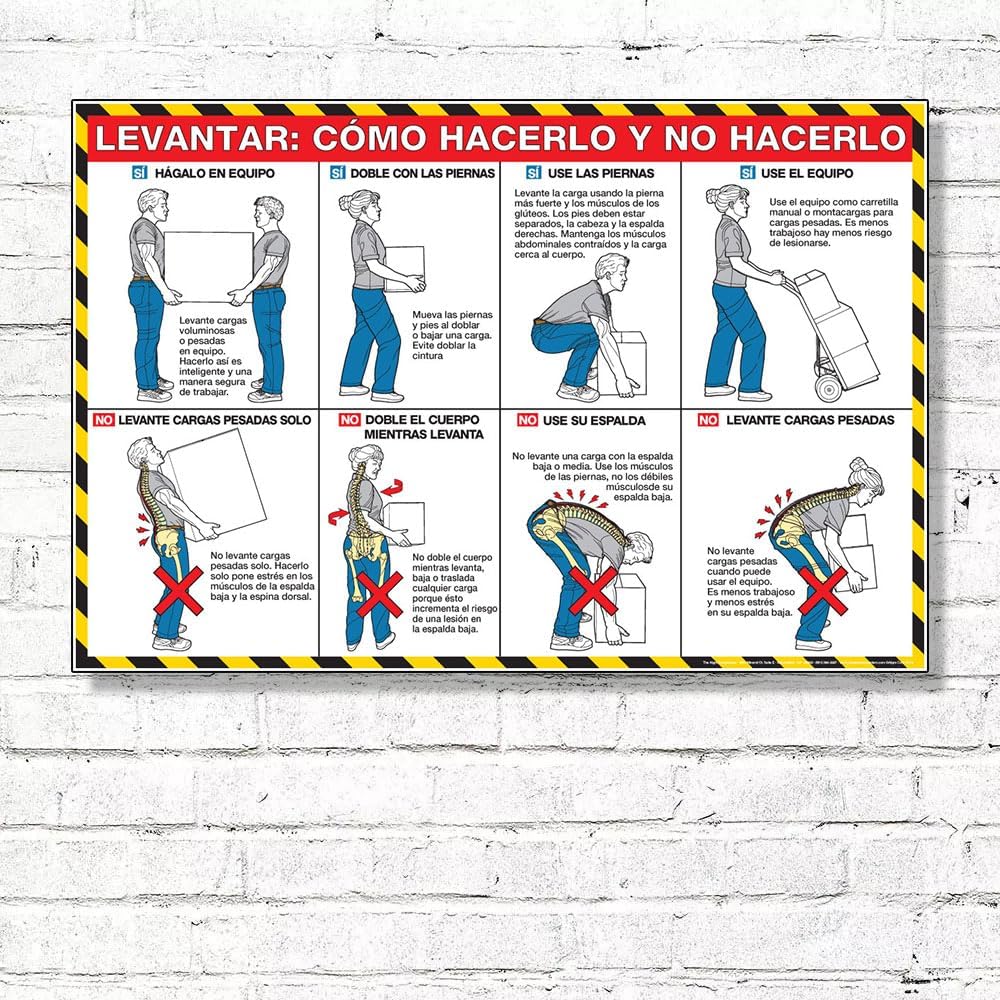 ALGRA - Lifting Do's and Don'ts 24" X 36" Spanish Version Laminated Poster (Spanish, Standard Package box tube)