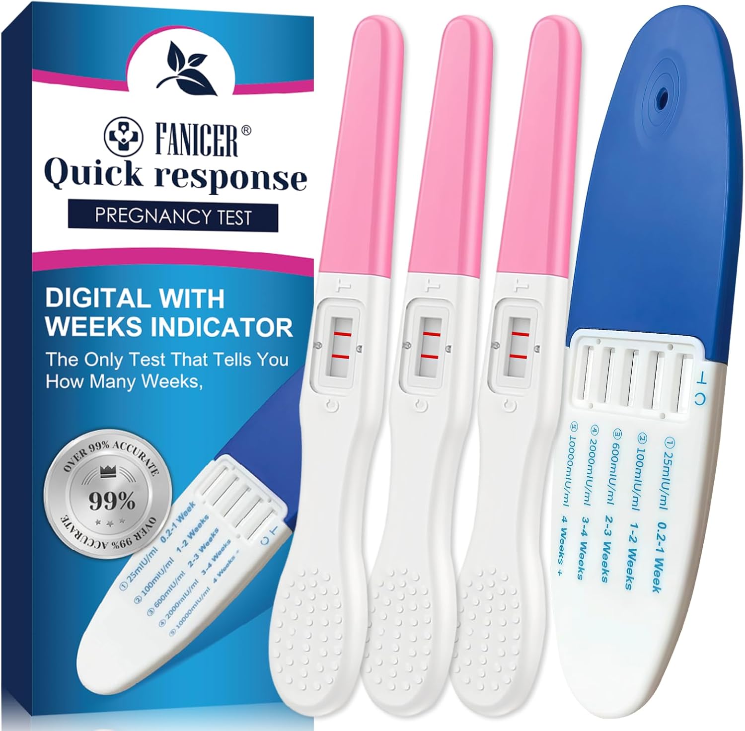 4 Pack Pregnant Test Kit, Fast Response Pregnancy Test, HCG Tests, 1 Blue and 3 Pink Early Pregnancy Tests, Early Detection Pregnancy Test, 5 Minutes Rapid Detection, Individually-Sealed Wrapped