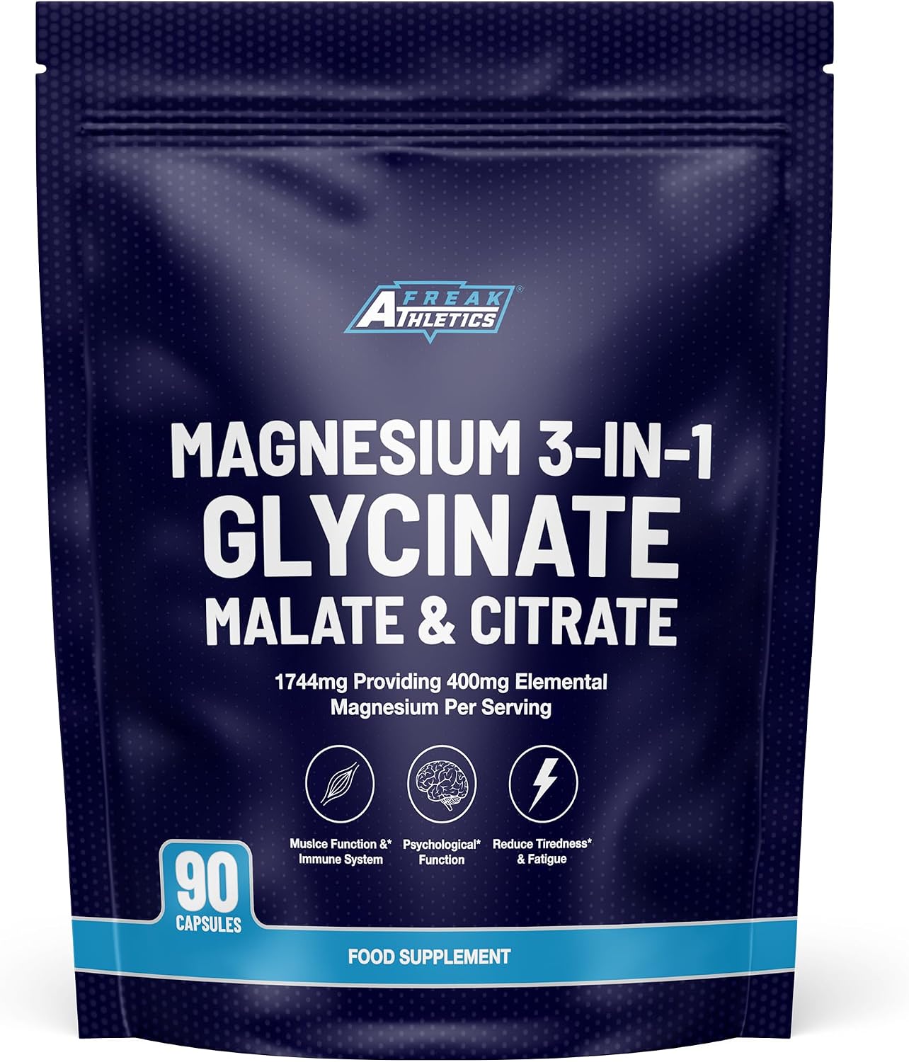 Magnesium Glycinate 3-in-1 Complex 1744mg - 90 Capsules, 45 Serving UK Made