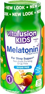 Vitafusion Kids Melatonin Gummy Supplements, Tropical Peach Flavored Sleep Support Supplements (1), 50 Count