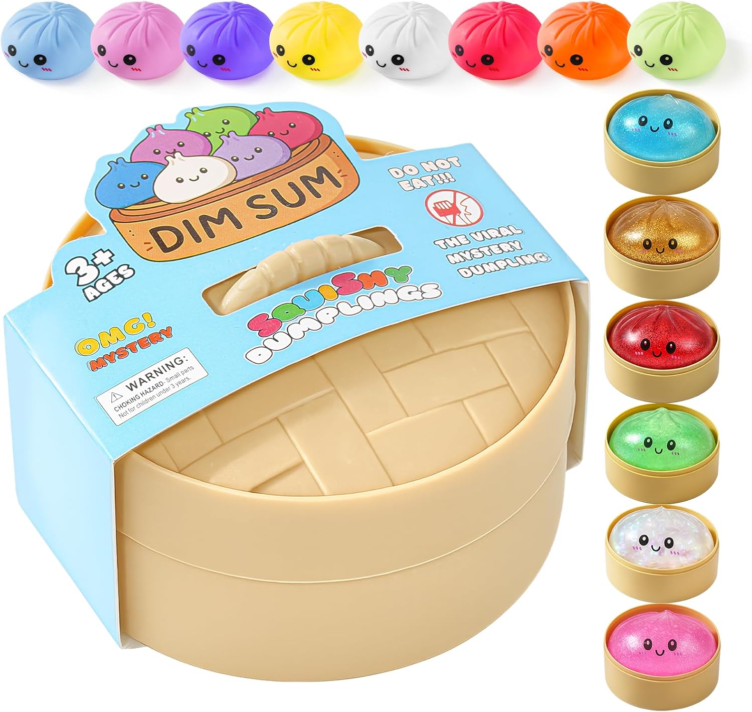 Dumpling Squishy Mystery Box, Random 1 of 14 Colors, Cute Squishy Dumpling Toy, Slow Rising Squeeze Toy, Sensory Fidget Toys for Anxiety Relief, Perfect for Party Favors, Birthday Gifts & Desk Toys