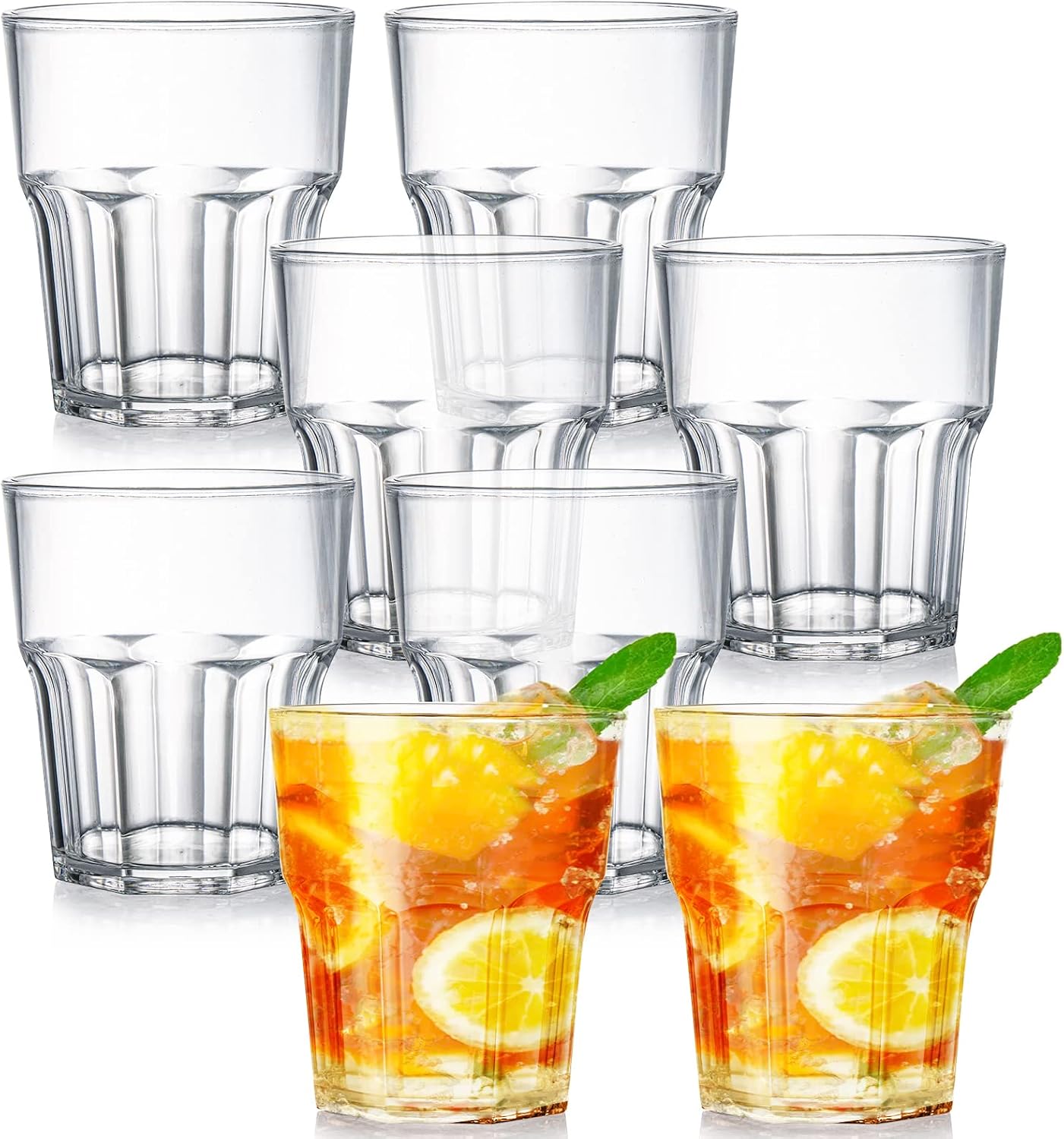 Tebery 8 Pack 250ml Acrylic Plastic Tumblers, Reusable Cups Stackable Plastic Acrylic Drinking Tumblers for Adults Kids Party, BPA Free