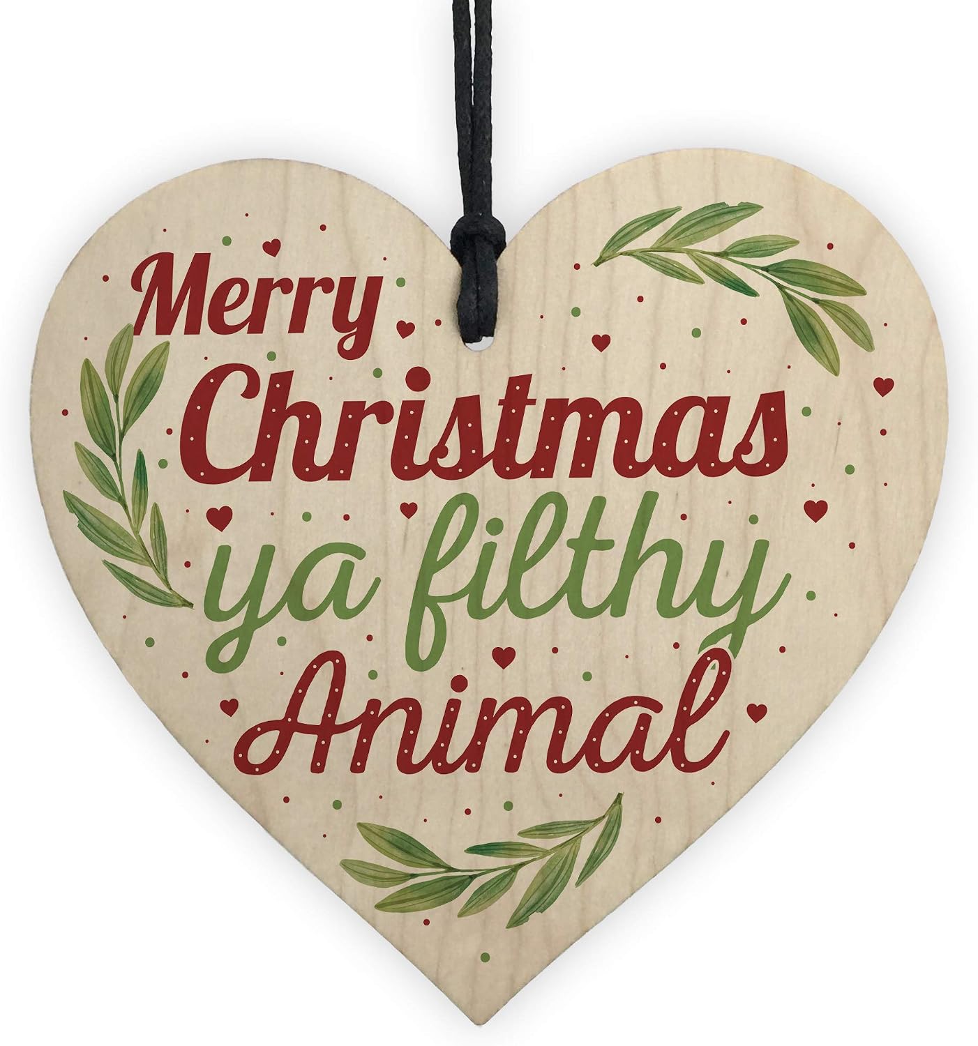 RED OCEAN Christmas Filthy Animal Novelty Tree Decoration Wooden Bauble Friendship Secret Santa Stocking Gift