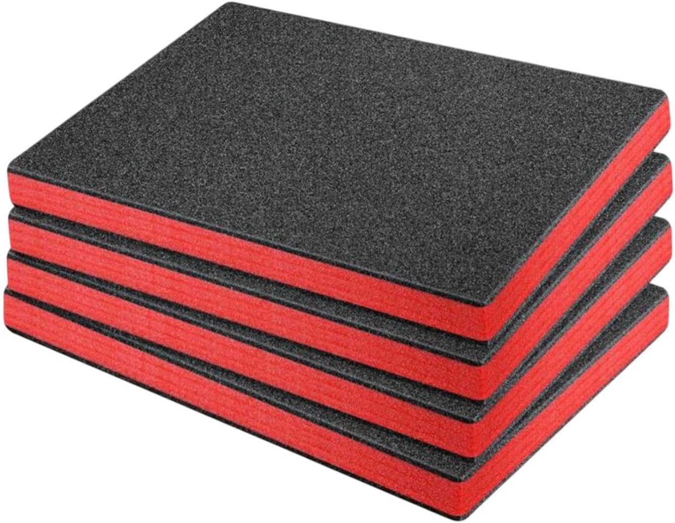 Sharplace 4 Pieces Foam Inserts for Cases EPE Foam Sheets, Polyethylene Tool Box Pad, Cushion Insert Pick, Multi Liner Red and Black Cuttable Packing Foam Pads for Storage Drawer, 45x30x2.5cm