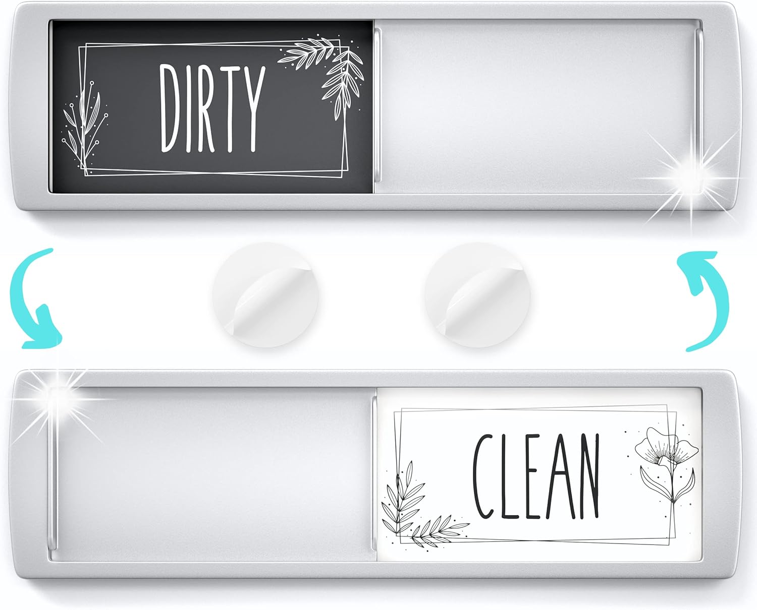 Clean Dirty Dishwasher Sign Magnet - Dishwasher In Use - Ideal Dishwasher Magnet Clean Dirty Sign for Home or Office - Nice Decor - Strong Adhesives Included for Non-Magnetic Surface