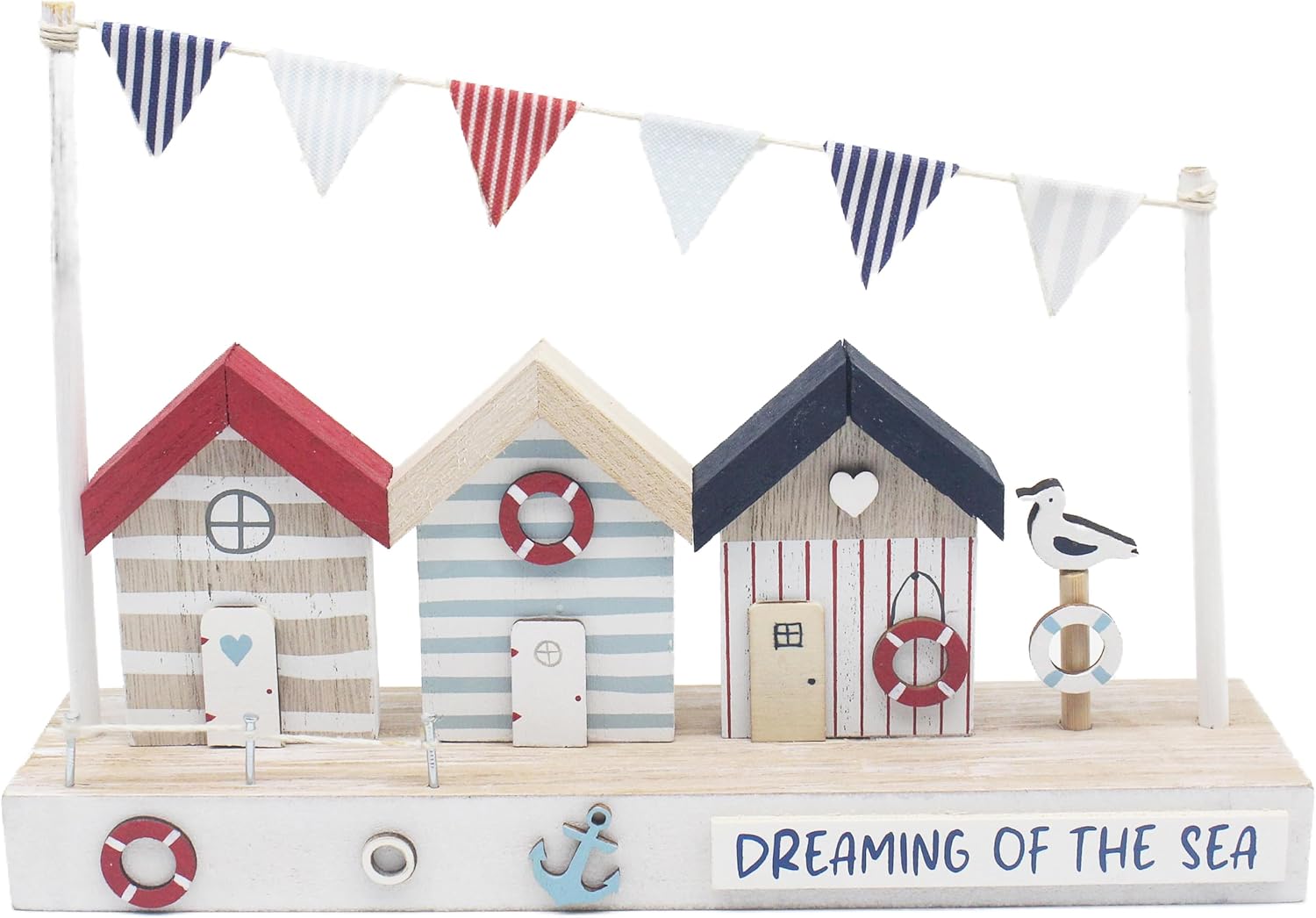 Lesser & Pavey Love & Affection Beach House Wooden Triple Ornaments For Home Decor | Friendship Gifts For Women & Men | House For Shelves & Living Room Accessories | Decorative Home Accessories