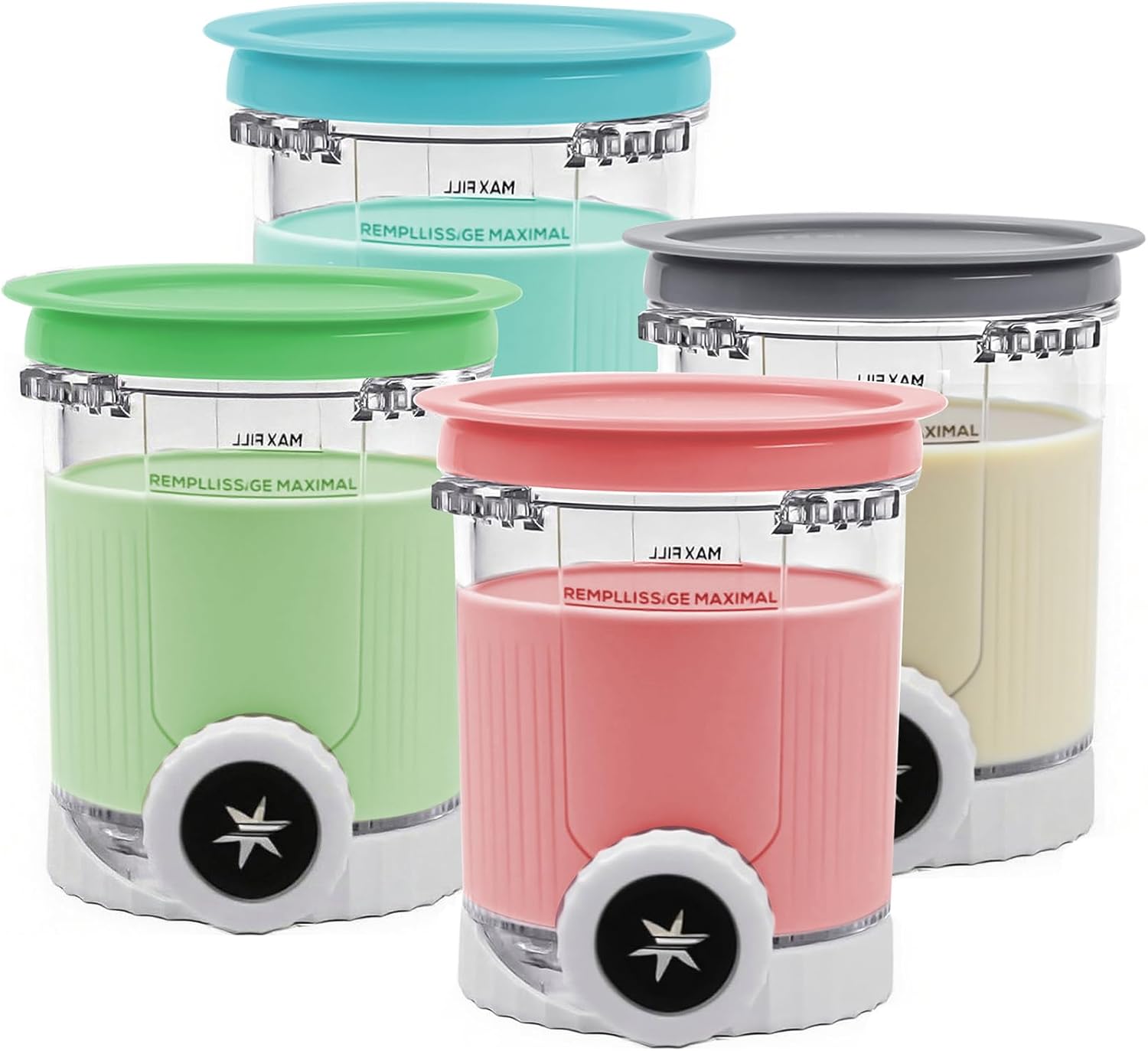 For Ninja Creami Pint and Lids 24oz Replacement Ice Creanm Containers Compatible with NC701, NC700 Series Ice Cream Maker Leakproof Reusable Dishwasher Safe Set of 4