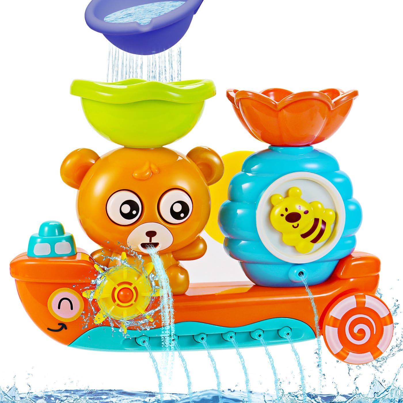 Jovicos Bath Toys for Toddler, Bear Bathtub Toy for Babies, Baby Bath Toys for Boys Girls Gifts, Toddler Toys Bath Time Shower Sensory Toys for Baby Girls Boys
