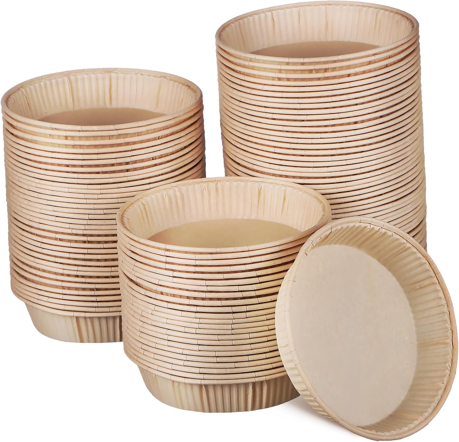 Amosfun 100pcs Mini Tart Pans Baking Round Bottom Small Tart Tray for Oven Microwave Safe