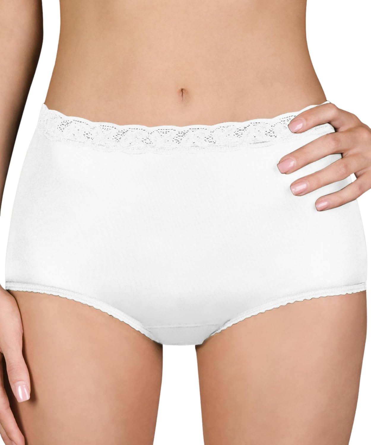 Shadowline Women's Plus-Size Panties-Low Rise Nylon Brief (3 Pack)