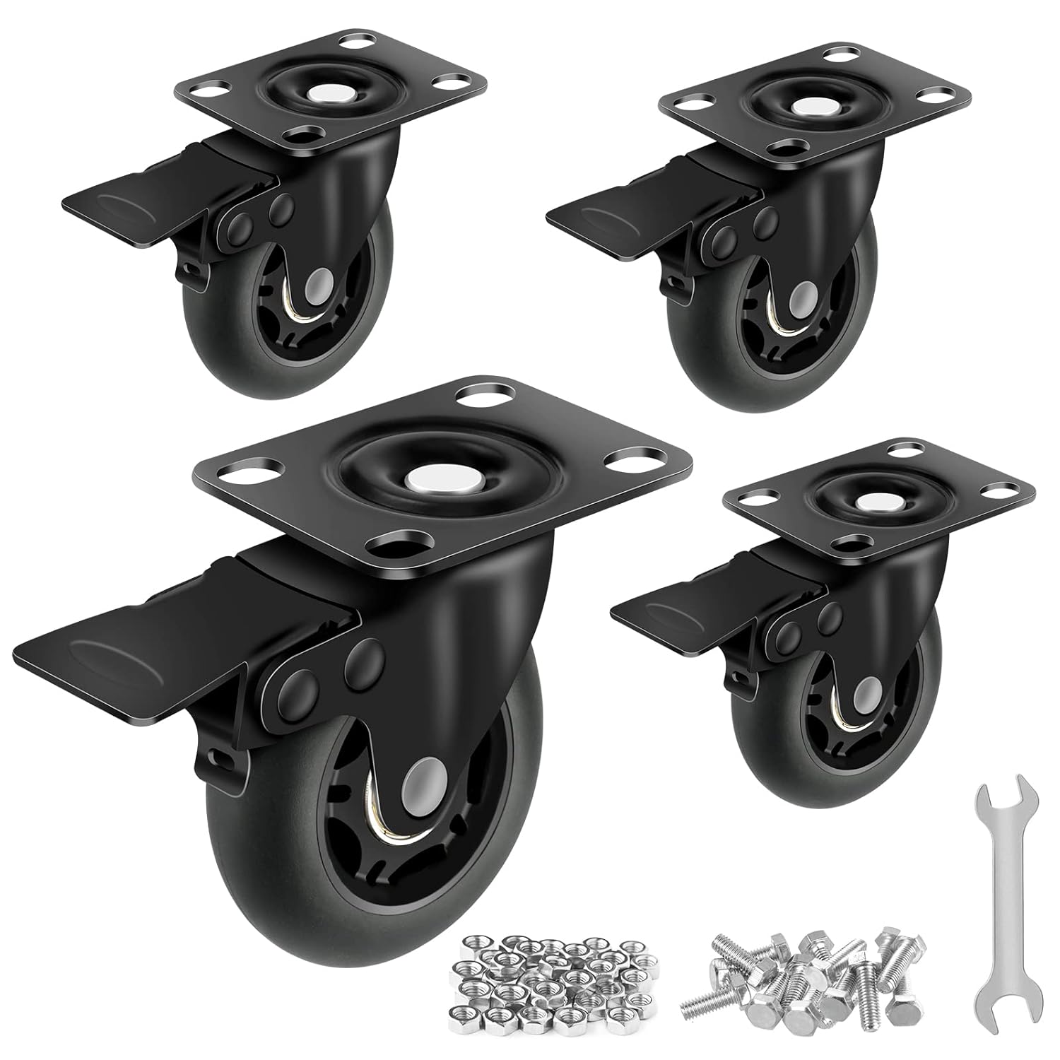 Apllamo 3" Casters Set of 4 ,4 Heavy Duty Quiet Casters, Max Load 2000LBS. Suitable to do Soft Wheels for cart, Glide Quietly and Protect The Floor, casters Set of 4 Heavy Duty.