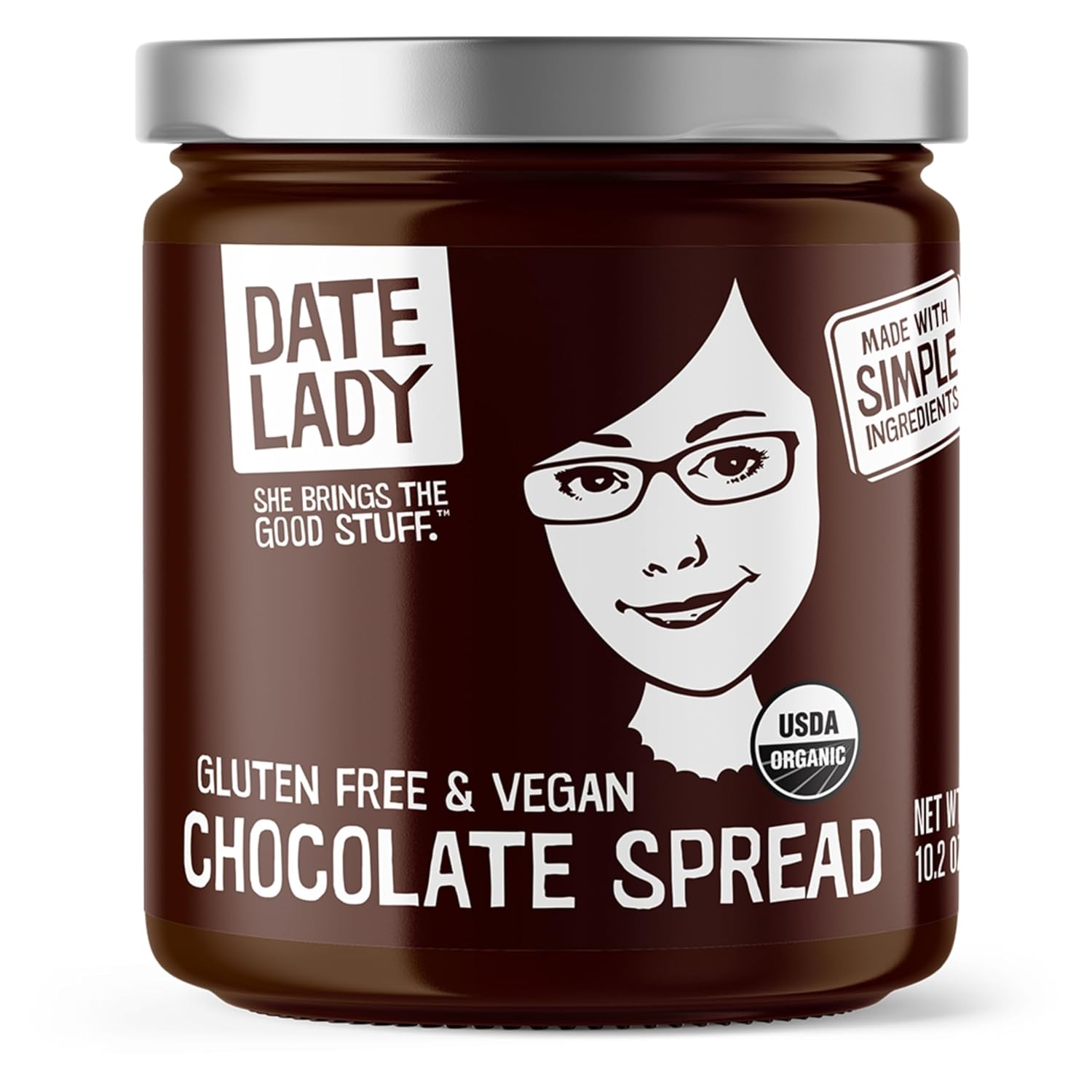 Chocolate Date Spread, Organic and No Added Sugar – Date Lady | Vegan, Paleo, Gluten-Free and Kosher Cocoa Spread; No Preservatives; Perfect for Fruit, Ice Cream, Toast and Desserts