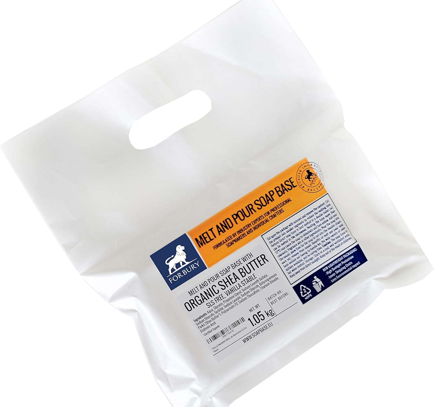 1kg + 50g(1050g) Shea Butter Soap Base Forbury, Melt and Pour Opaque