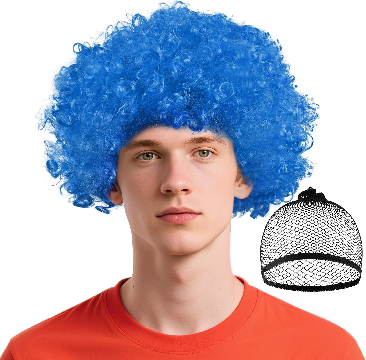 2 Piece Crazy Clown Wig Afro Wigs Curly Bouncy Hair Circus Fancy Dress Clown Dress Up Wigs Bouncy Costume Wigs Funky Wig Disco Clown for Halloween Cosplay 60s 70s 80s Theme Party