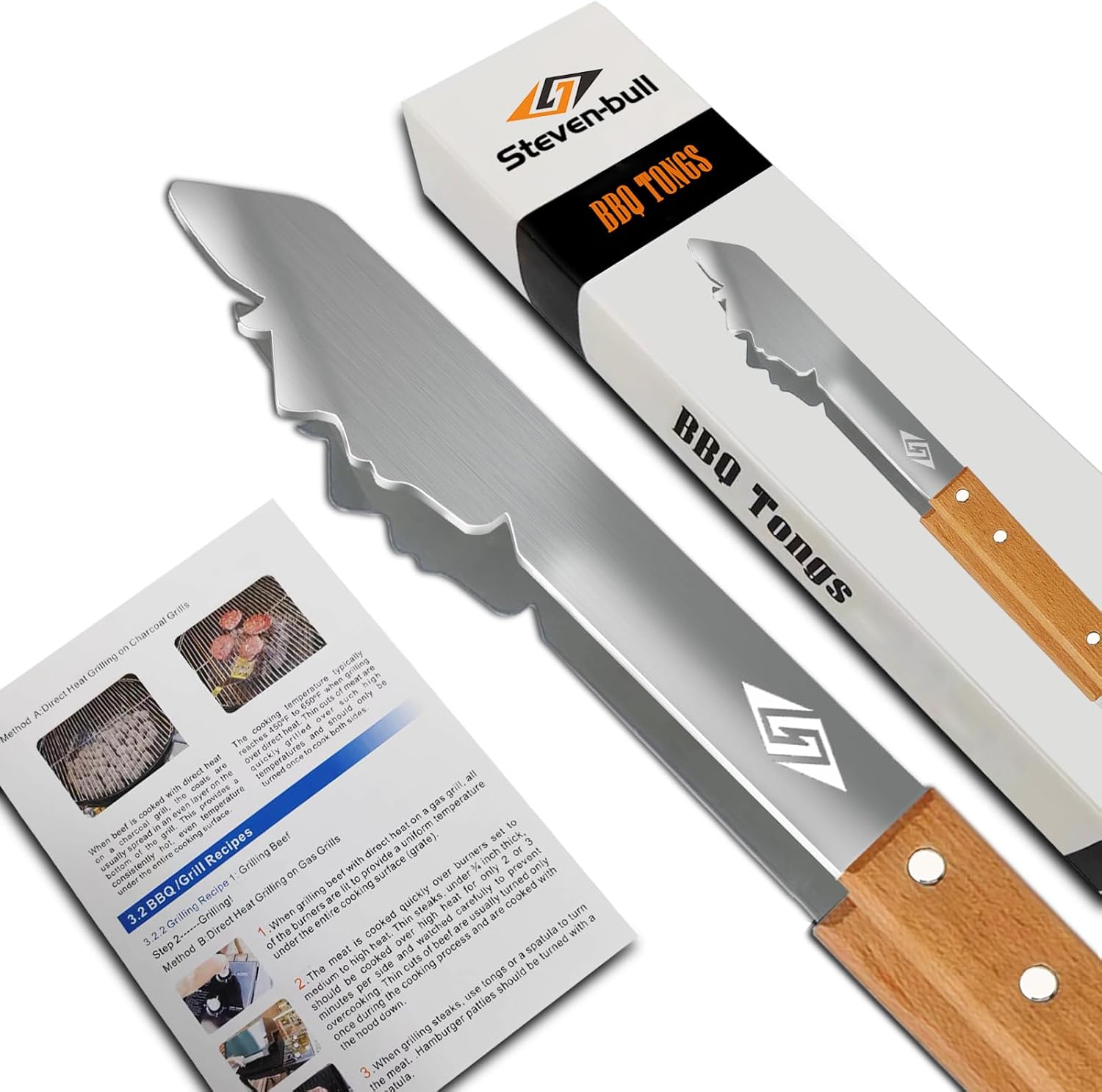 Charcoal BBQ Accessories, Gas Grill Tongs, 17 Inch Long Barbecue Tools, Tongs for Grilling, Dad Gifts, Gifts for Men.