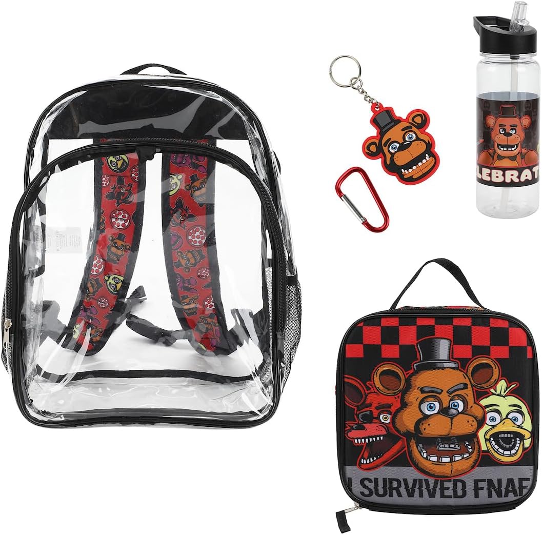 Bioworld Five Nights at Freddy's 5-Piece Backpack & Lunchbox Set With Water Bottle