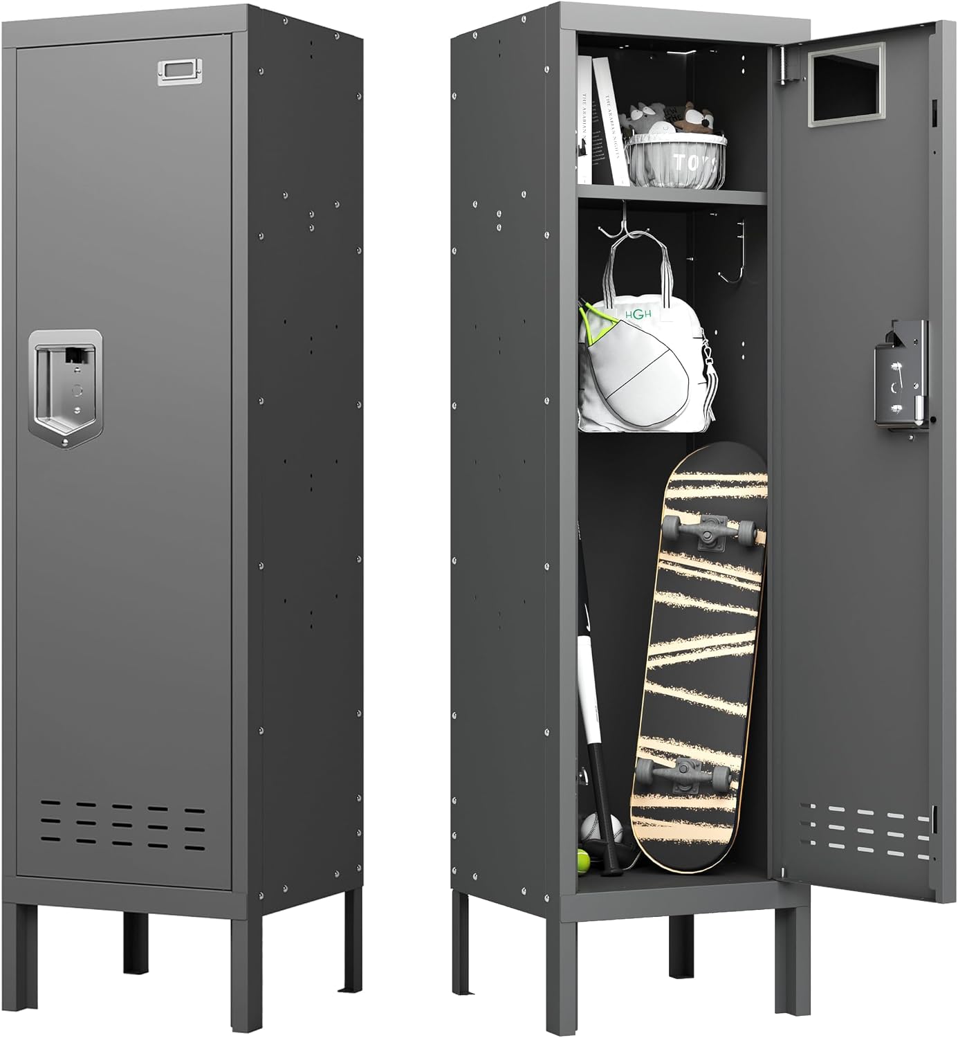 BUTISOW Metal Cabinet Home Office Storage,Lockers,Lockable Employees Metal Locker with Door,54" Height Steel Locker,Lockable Steel Locker for Gym,School,Home,Office,Garage,Assembly Required
